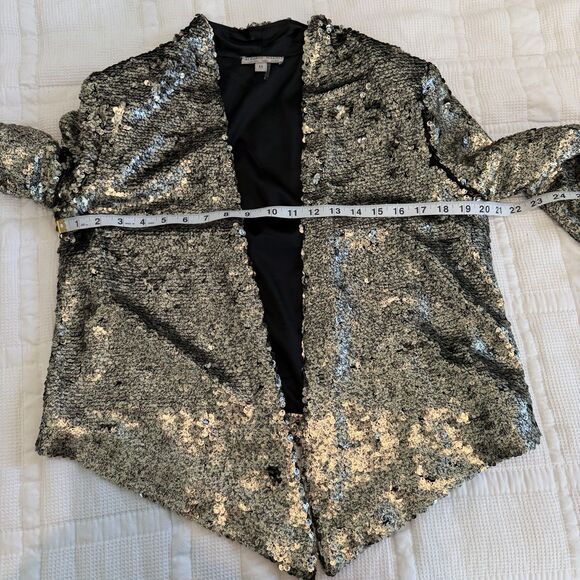 Alberto Makali Jacket Women Medium Gold Sequin Blazer Metallic New Years Holiday - Picture 10 of 12